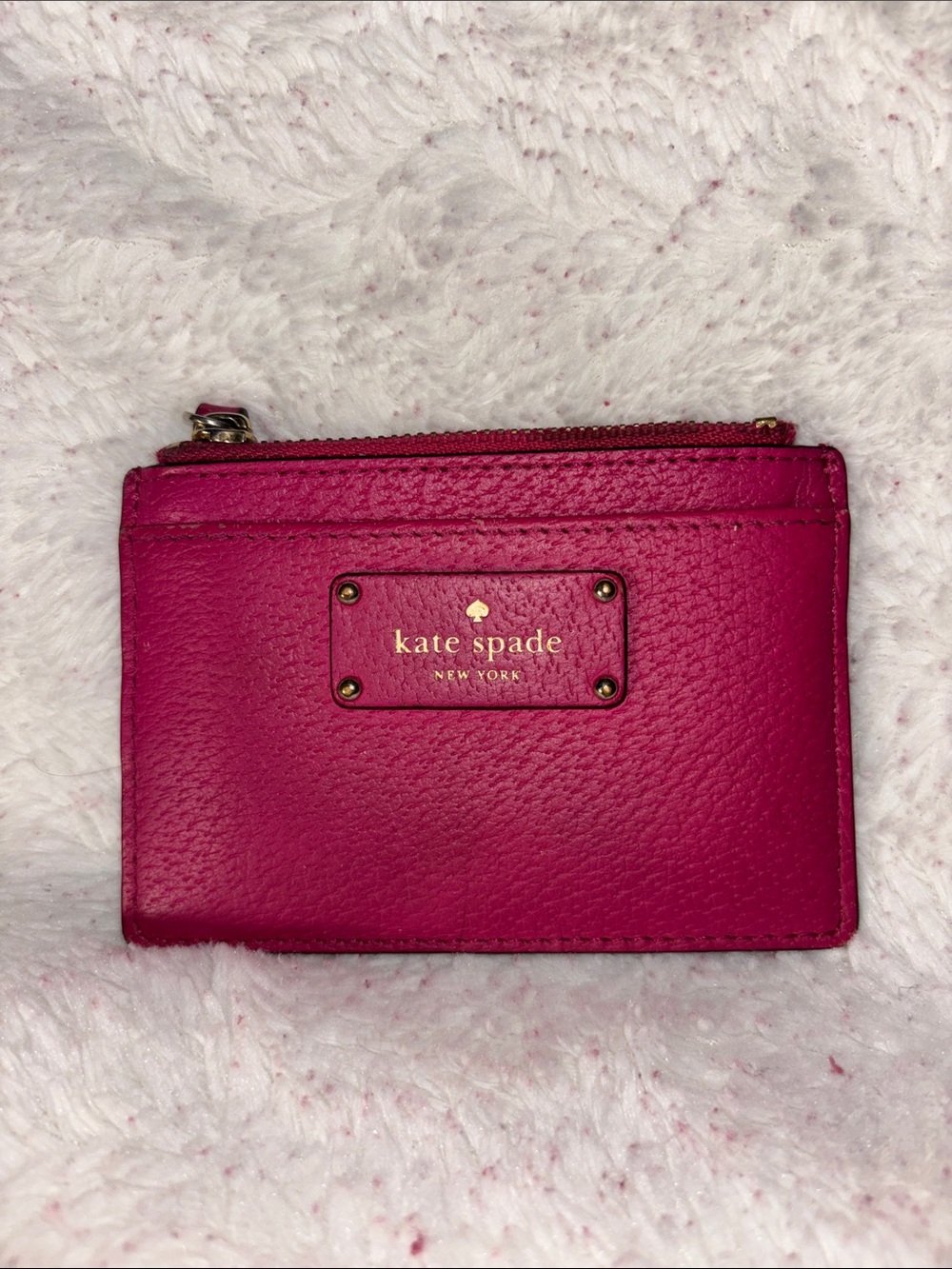 kate spade Fuchsia Leather Zip Card Wallet